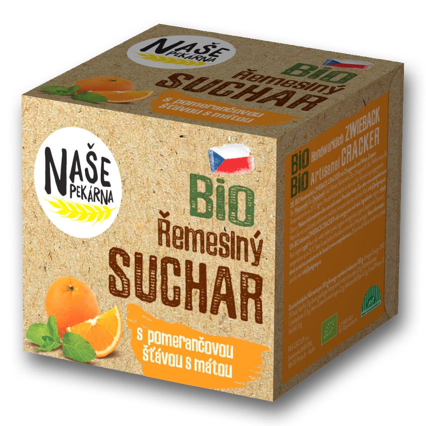 Levně Bio suchar s pomerančovou štávou a mátou 15 ks