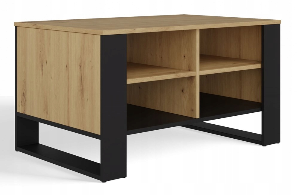 Konferenčný Stolík 4 Police Moderná Lavica 4P Dub Artisan Čierny