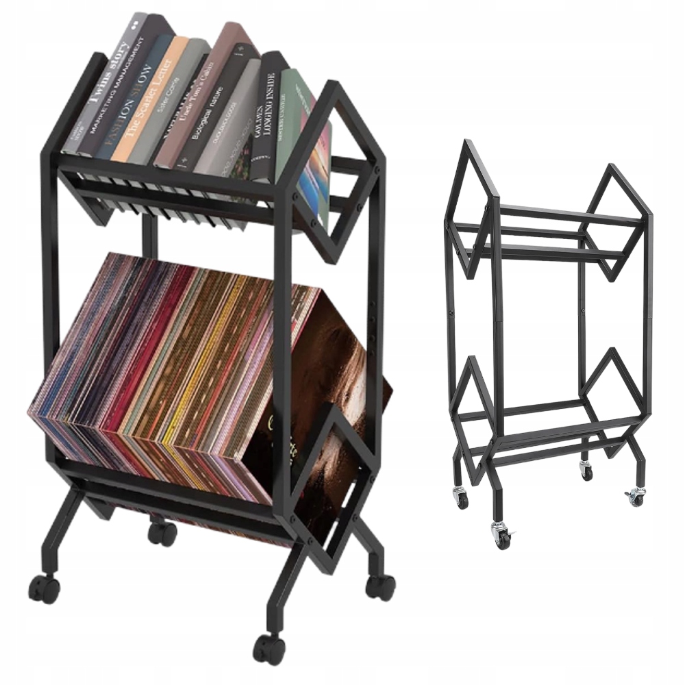 Stojak na Winyle Płyty Gramofonowe CD Książki Organizer Regał 2 Poziomy