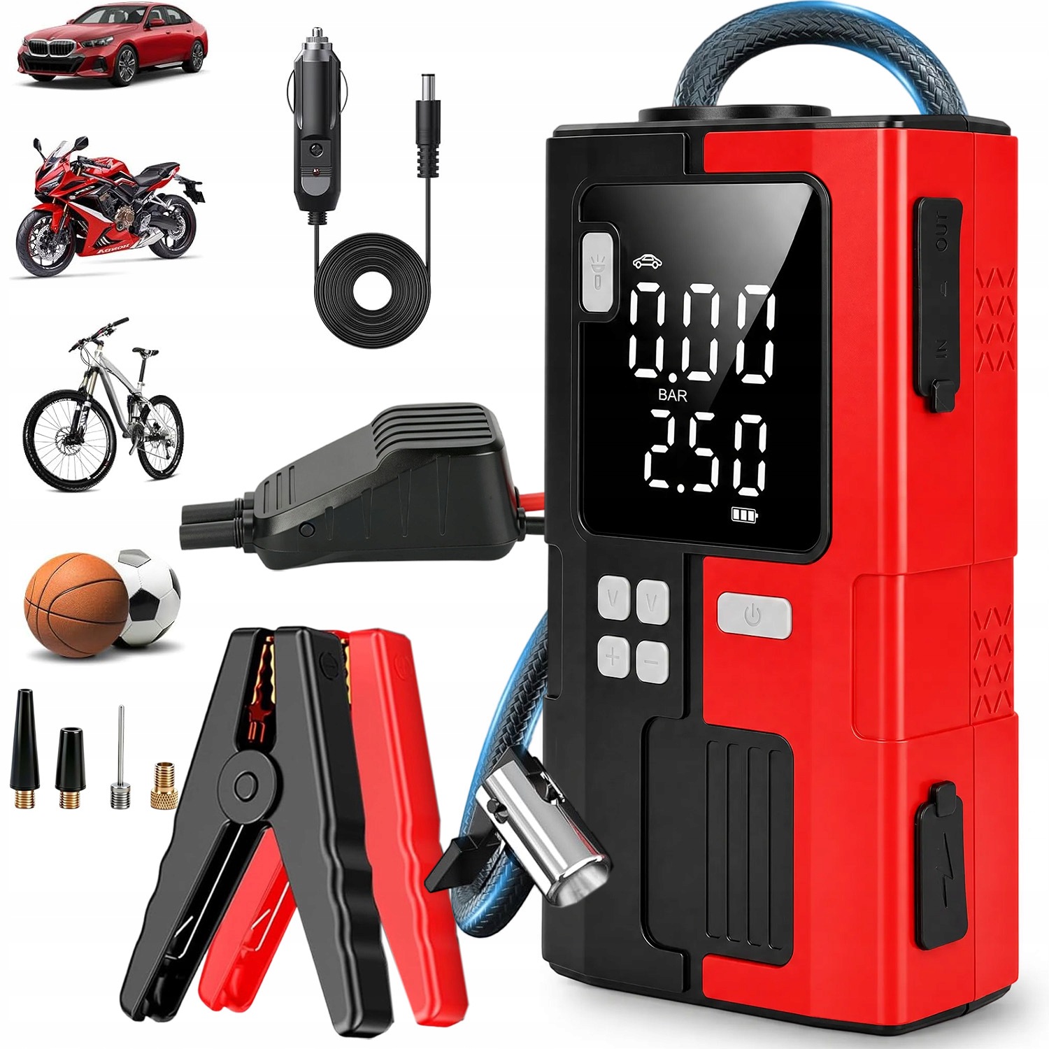Automobilový Štartér Jump Starter Kompresor Powerbank 6000MA 5000A S Led