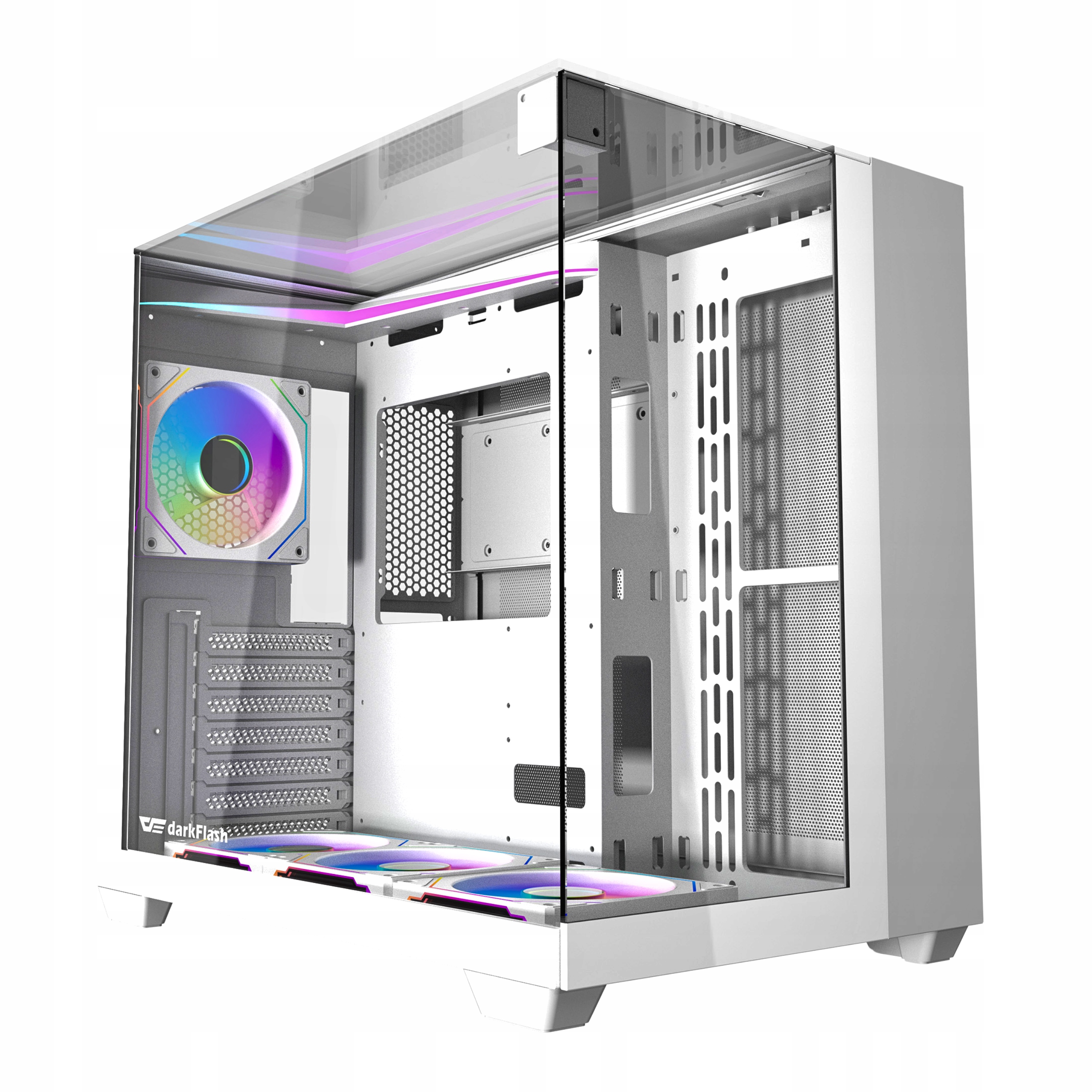 Bílá kostková skříň darkFlash TH285 se 4 aRGB Skříň