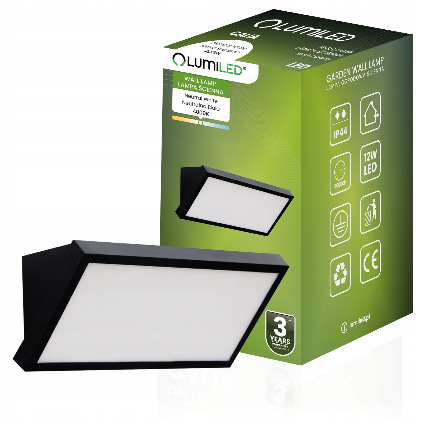 Lampa Ogrodowa Zewnętrzna Kinkiet Elewacyjny 12W Led IP44 Calia Lumiled