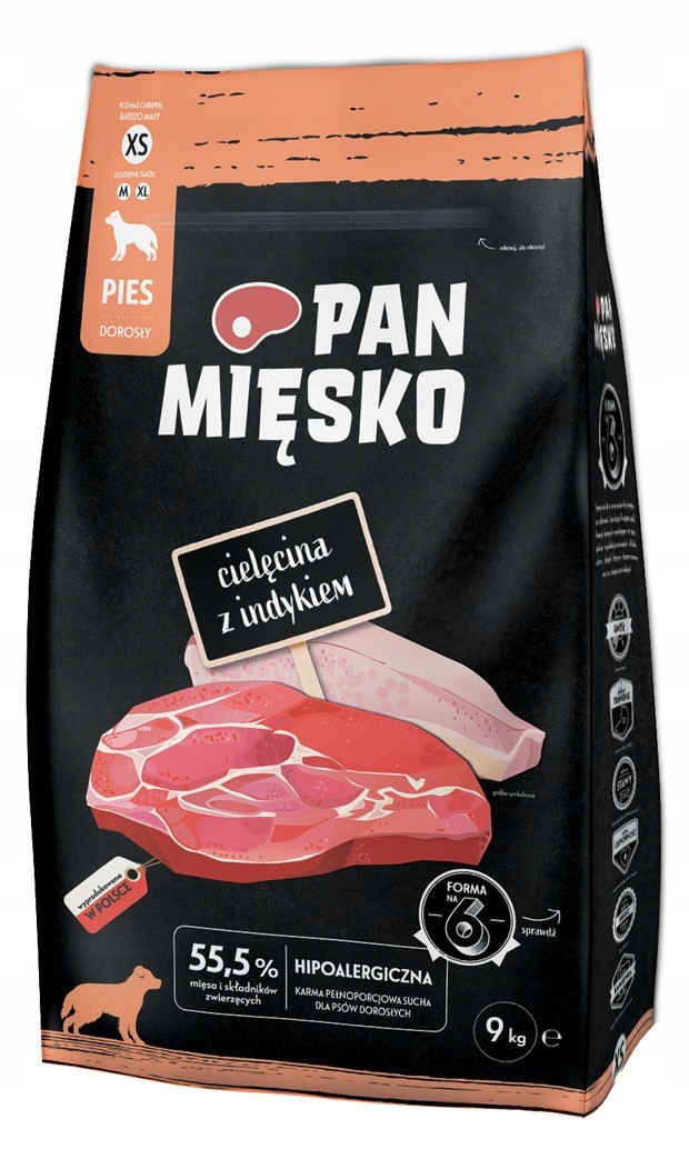 Pan Mięsko Cielęcina z indykiem 9kg rozmiar Xs