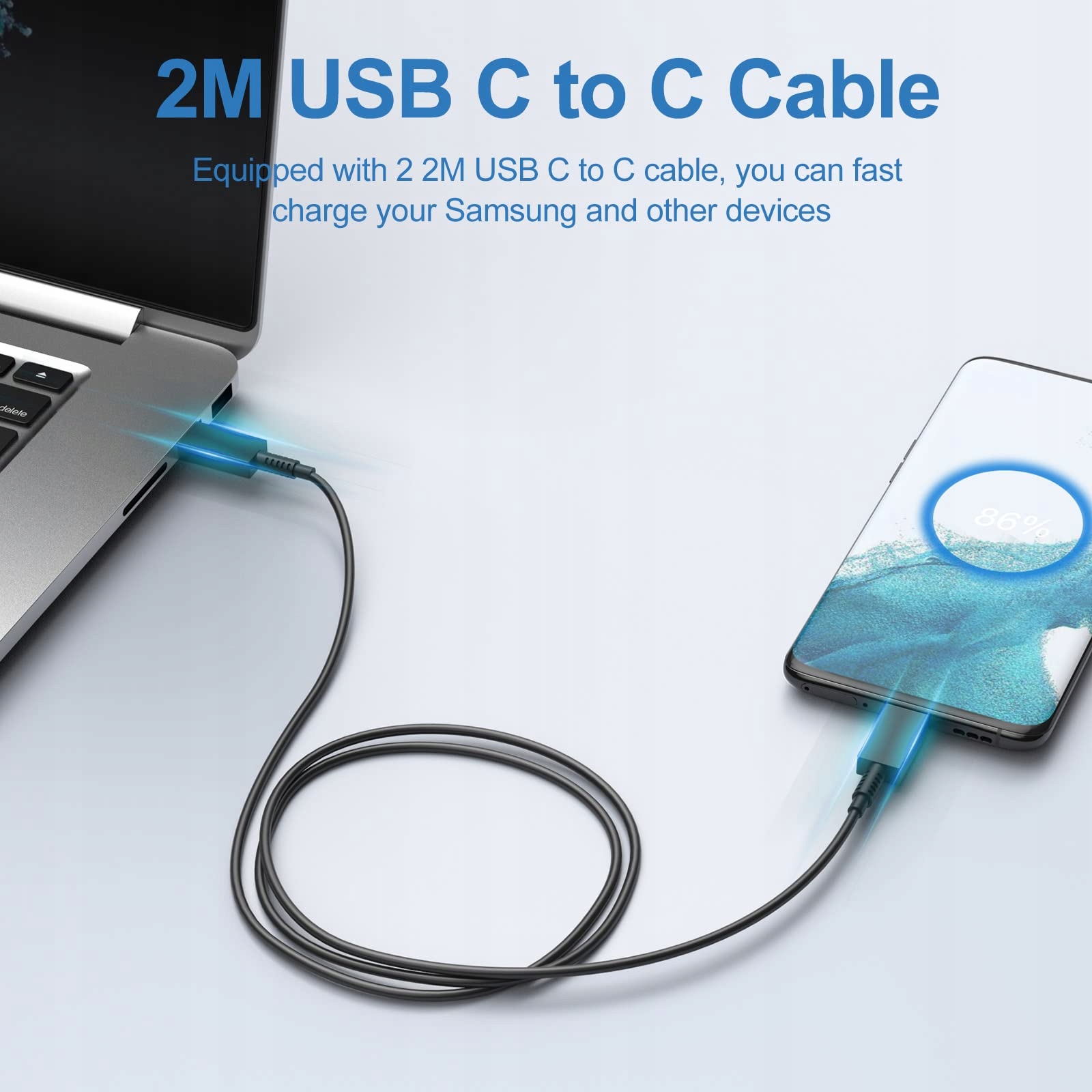 MORELOCO Szybka Ładowarka USB C 25W Z Kablem 2M Do Galaxy i iPhone — miniatura 2