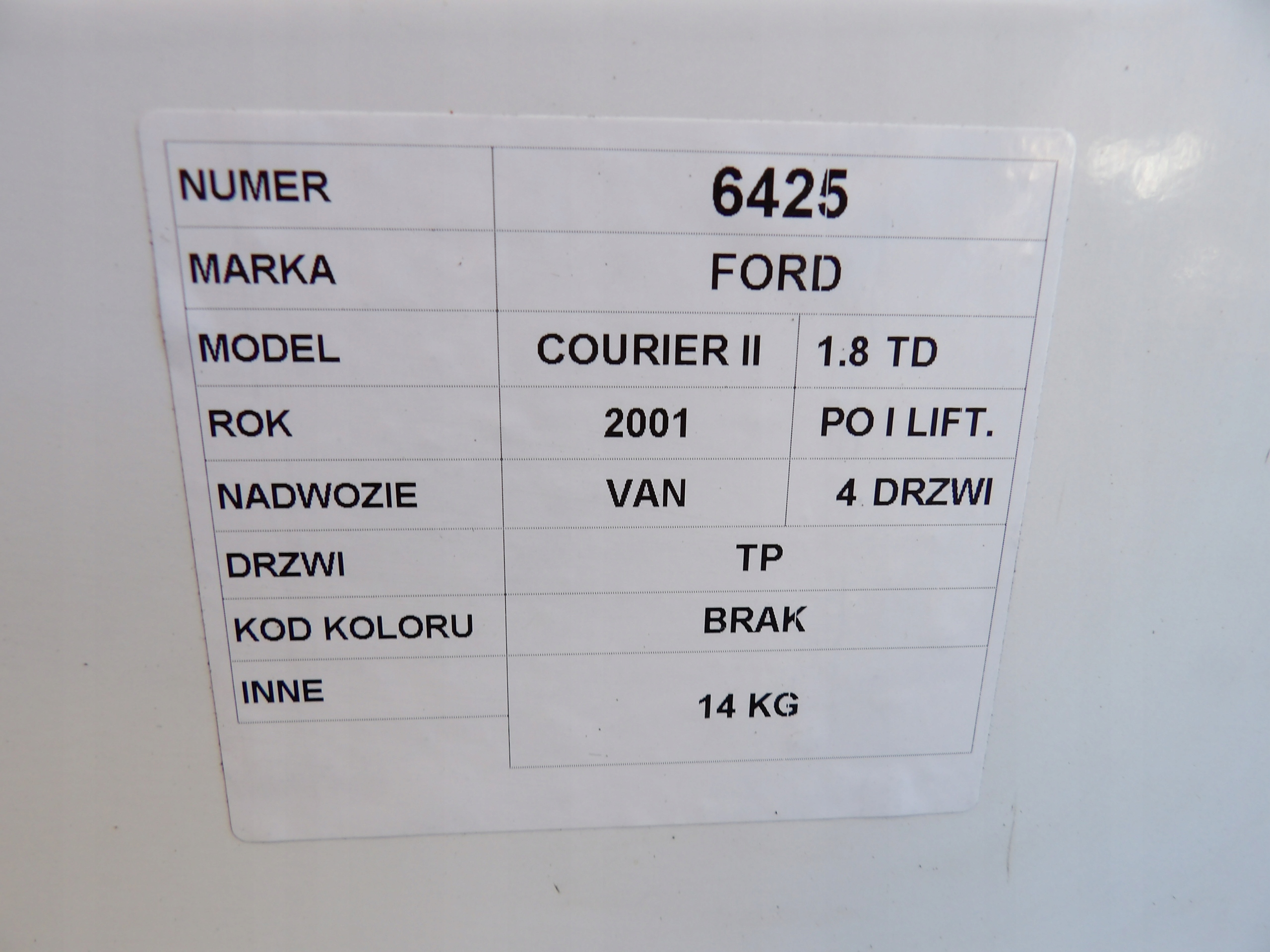 Ford Courier II door rear. right lift