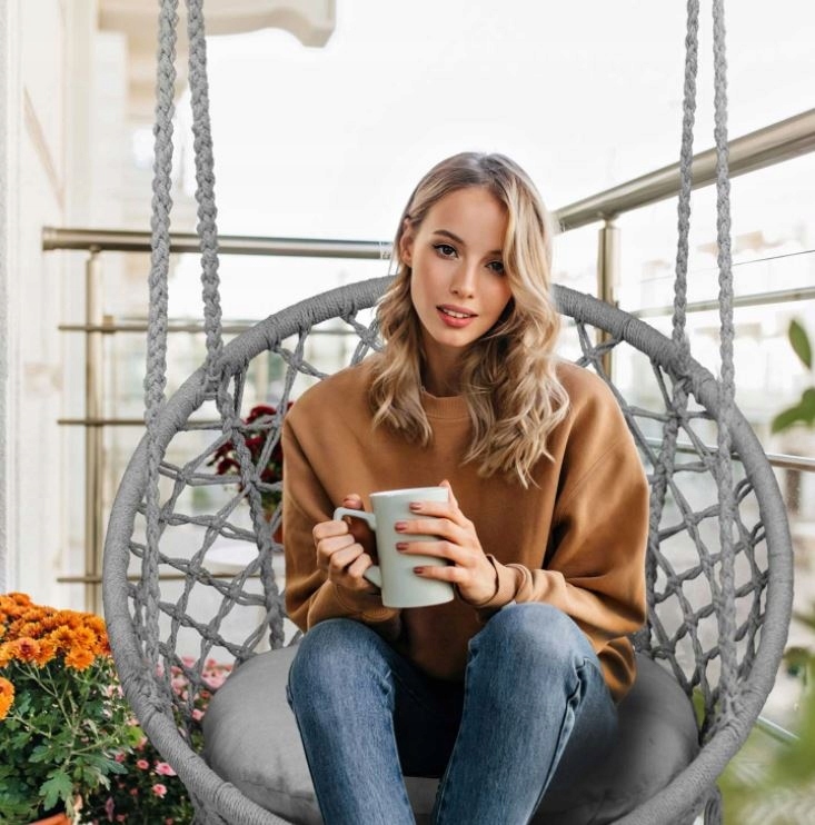 FOTEL WISZĄCY HUŚTAWKA OGRODOWA BOCIANIE GNIAZDO Z PODUSZKĄ SZARY Kod producenta BOCIANIE GNIAZDO NX-J05