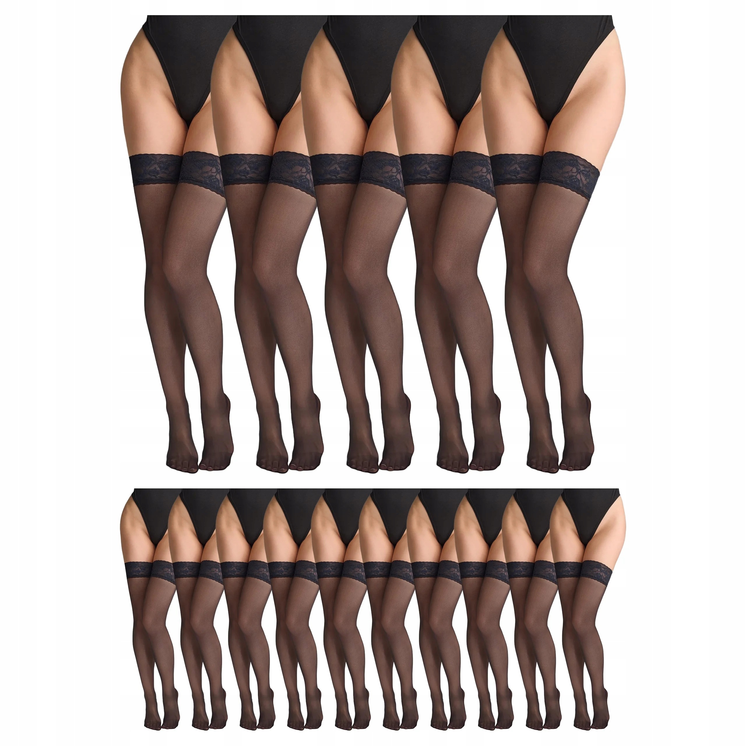 15 x Samodržící punčochy s krajkou Misty Air 7 den Marilyn Black 3/4