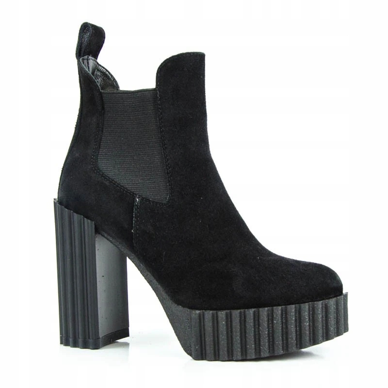 Carinii B8758 Kotníkové Boty Sloupek Semišová Kůže Černá 40