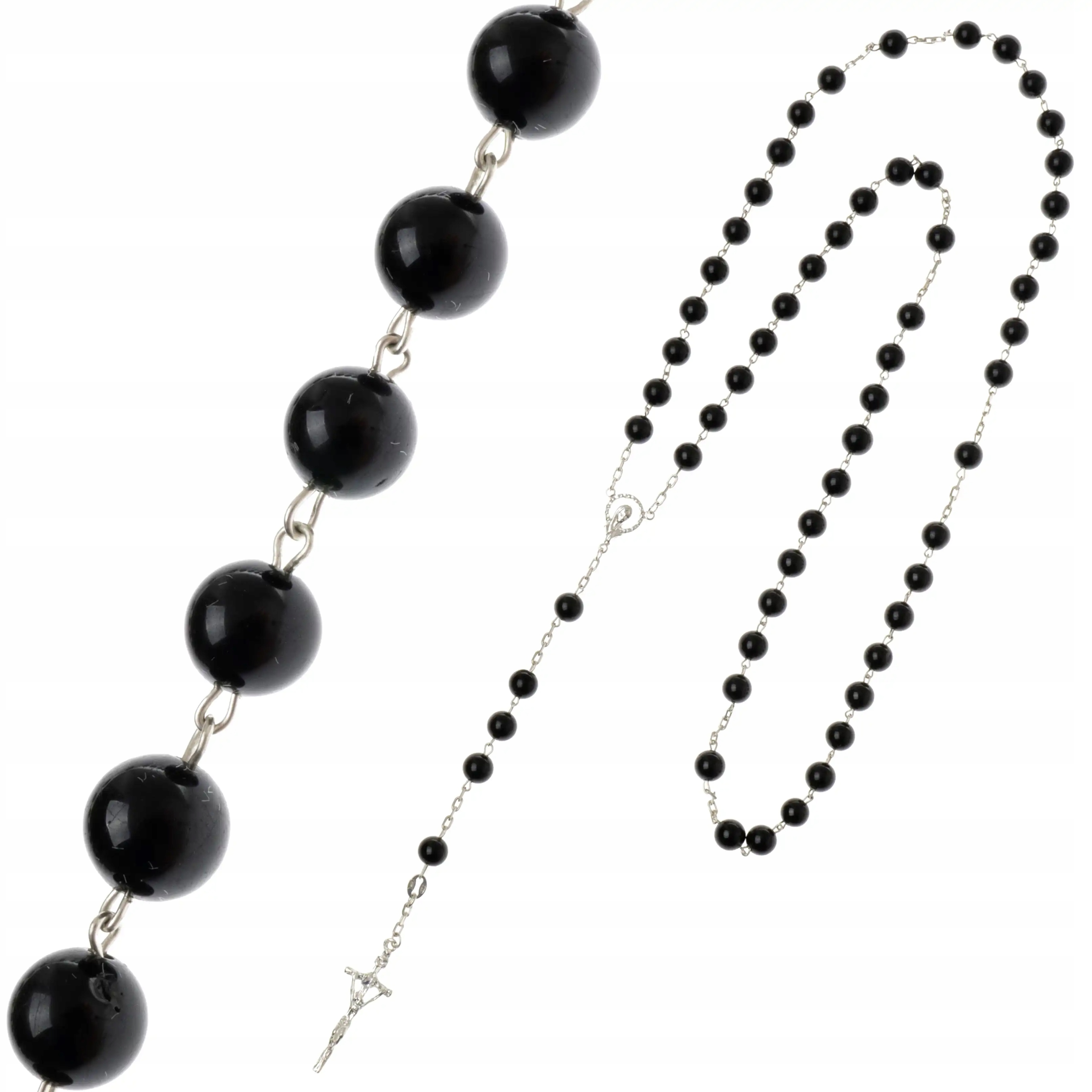 Stříbrný růženec z přírodních kamenů Černý turmalín dárek pro kluka