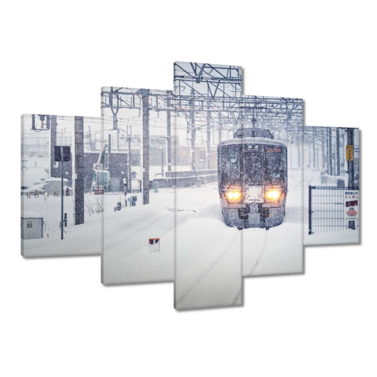 Obrazy 150x105 Vlak v sněhové bouři Zima