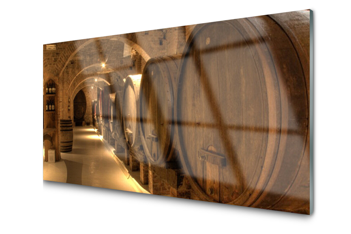 

Panel szklany dekor Beczki Winnica 120x60 + Klej