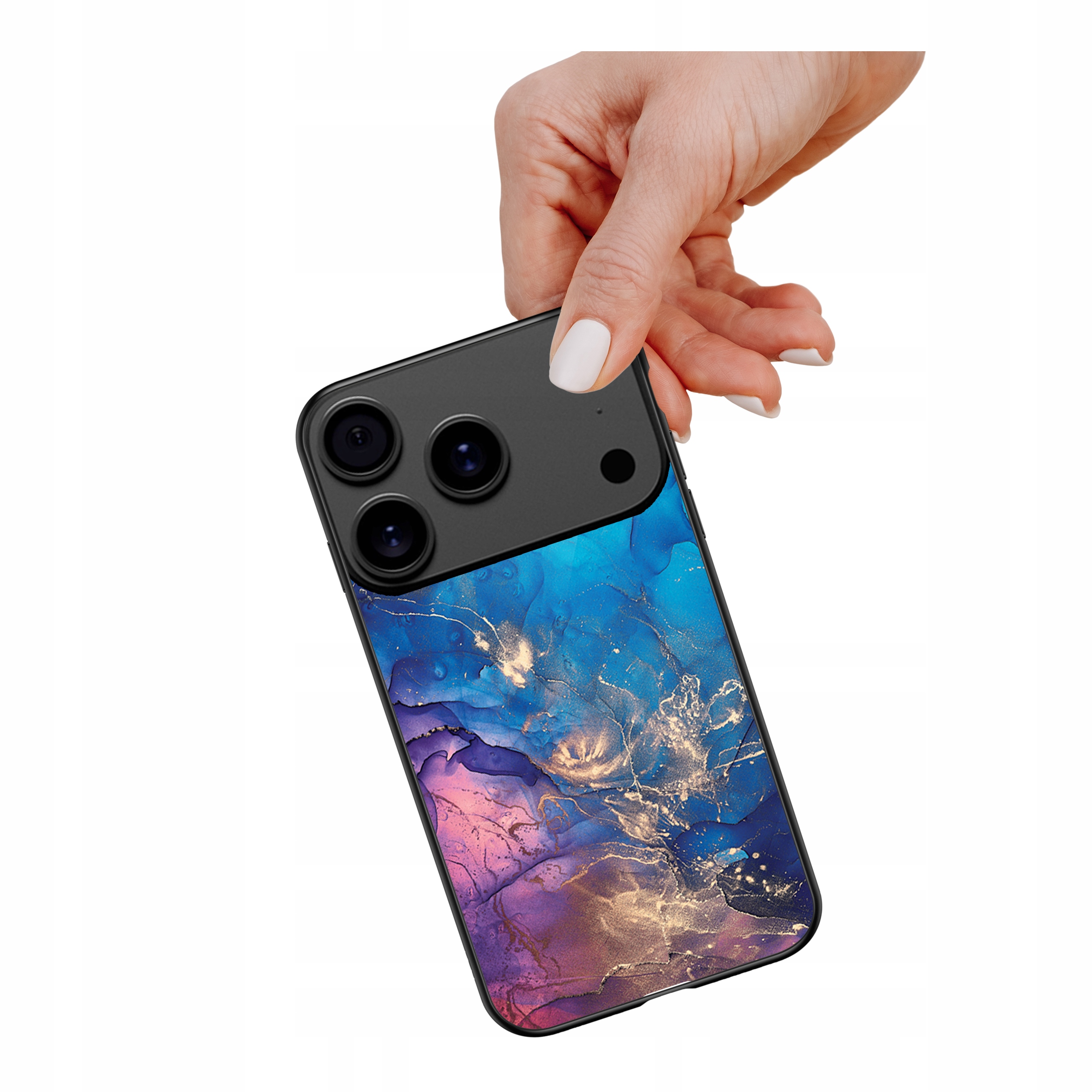 Etui szklane ceramiczne do iPhone 17 Pro Max Niebieski marmur