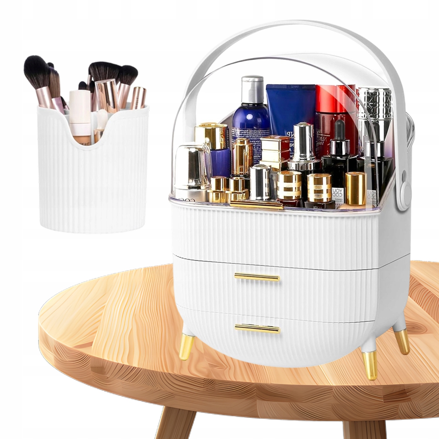 Velký Organizér Na Kosmetiku Šperkovnice Kufřík Bílý S Úchytem