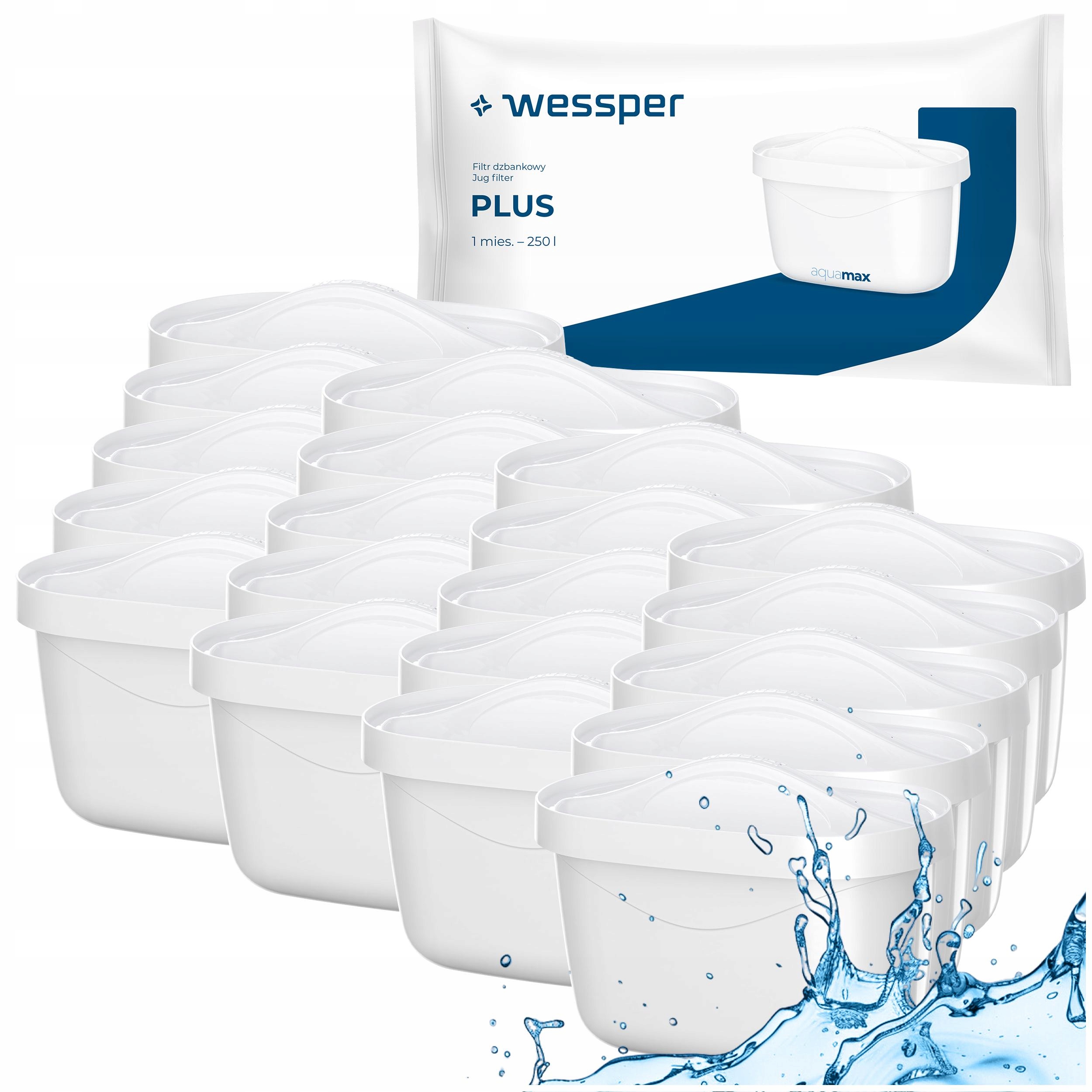 15x Filtr Wessper aquamax Plus do dzbanka filtrującego Brita Dafi zamiennik