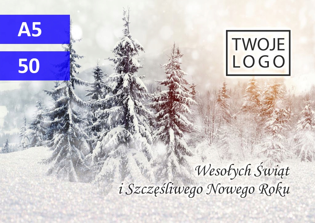 

Kartki świąteczne z logo 50 szt. A4/A5+koperty