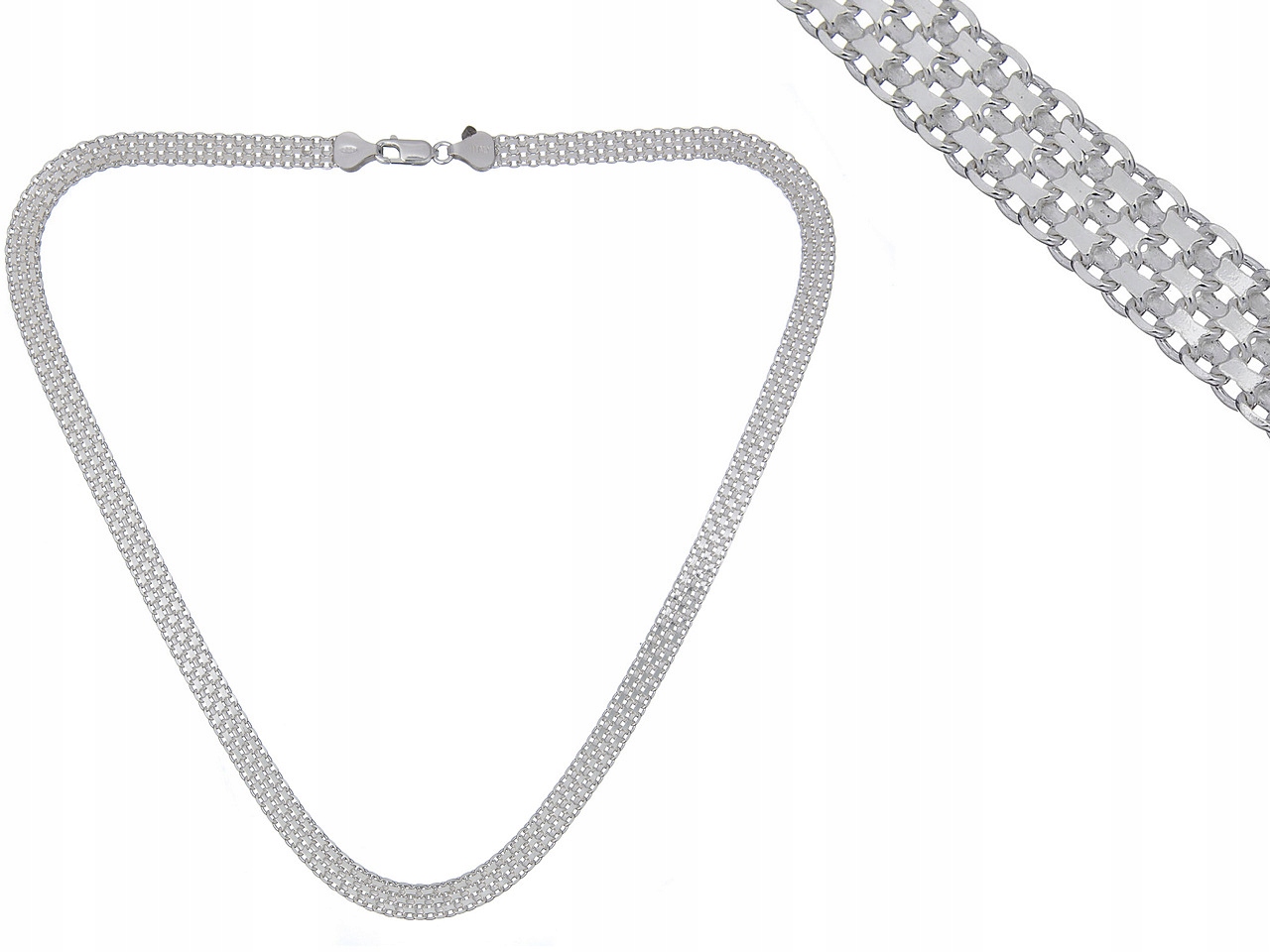 Krásný Stříbrný Řetízek Bismarck 42 CM 6 MM Italy
