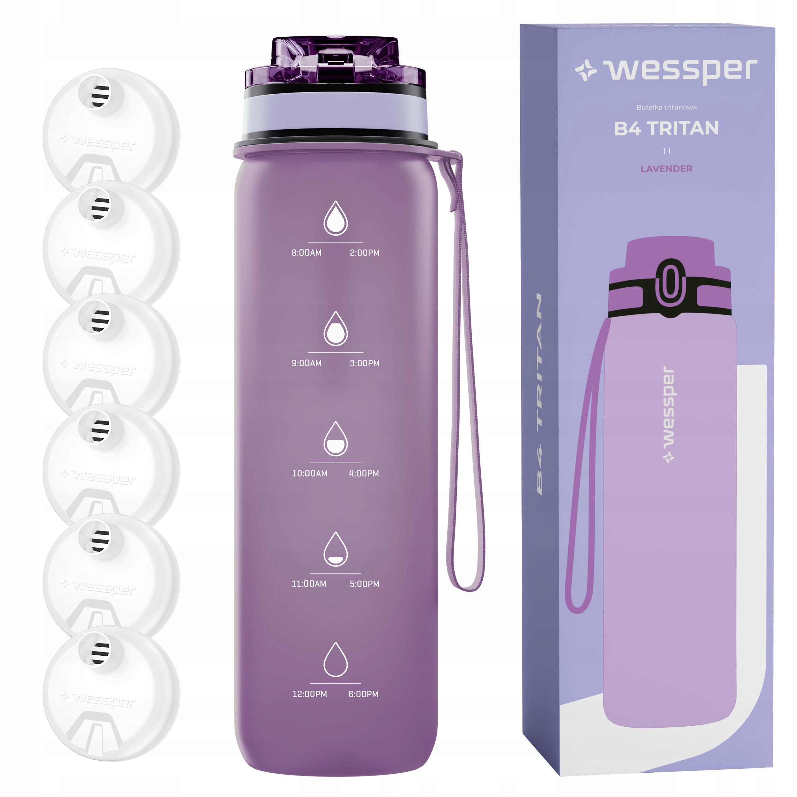 Wessper filtrační láhev lahev na pití na vodu 1000 ml Bpa Free tritan 6x filtr
