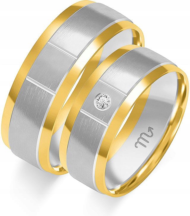 Zlatý snubní prsten s diamantem 585, 35 36 37, moderní módní vzor