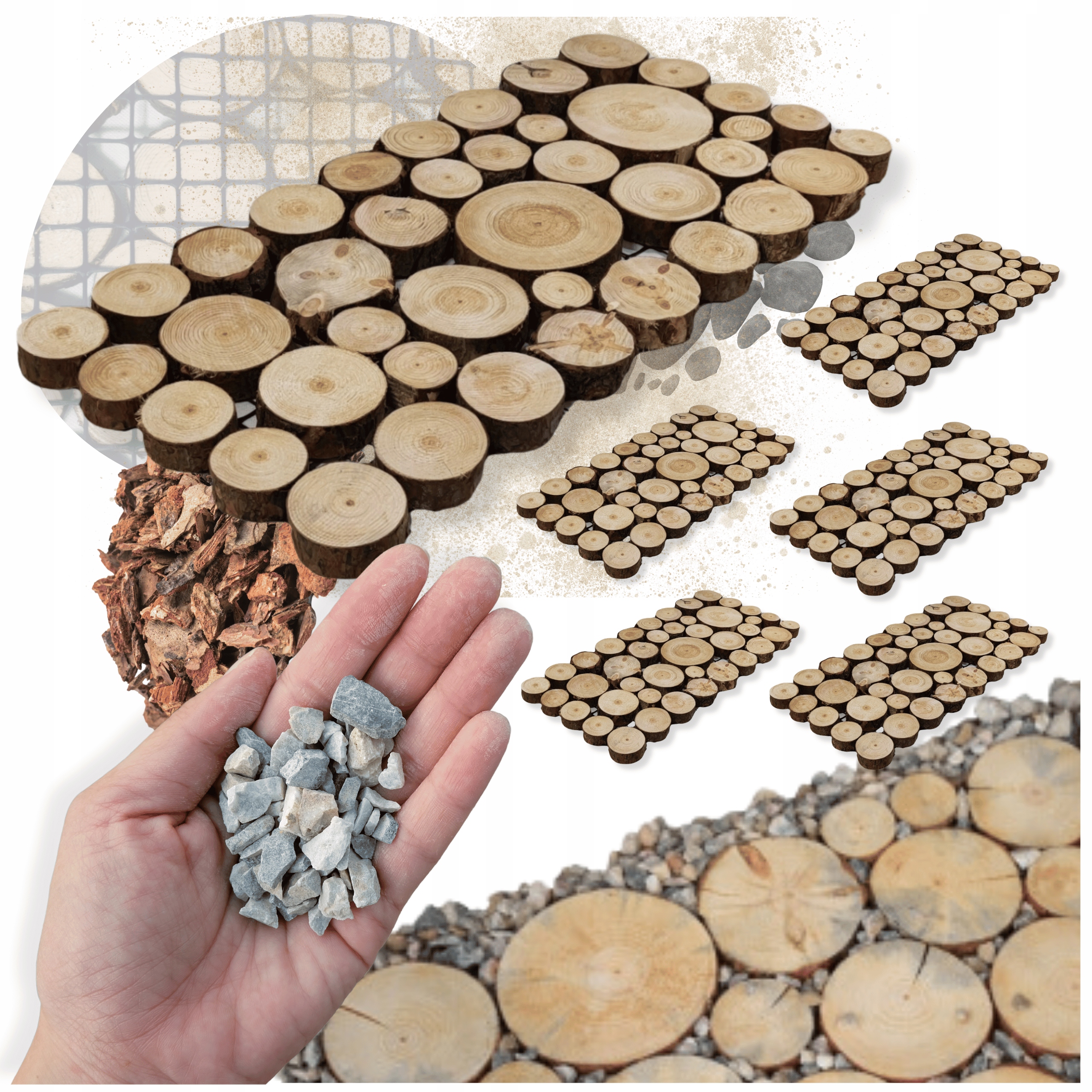 Sada 6x Cesta z plátkov dreva 40x80 cm Eko Chodník záhradný panel