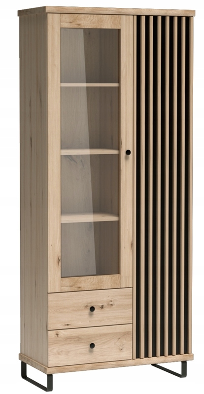 Meble do salonu witryna loft dąb artisan CALI C2N