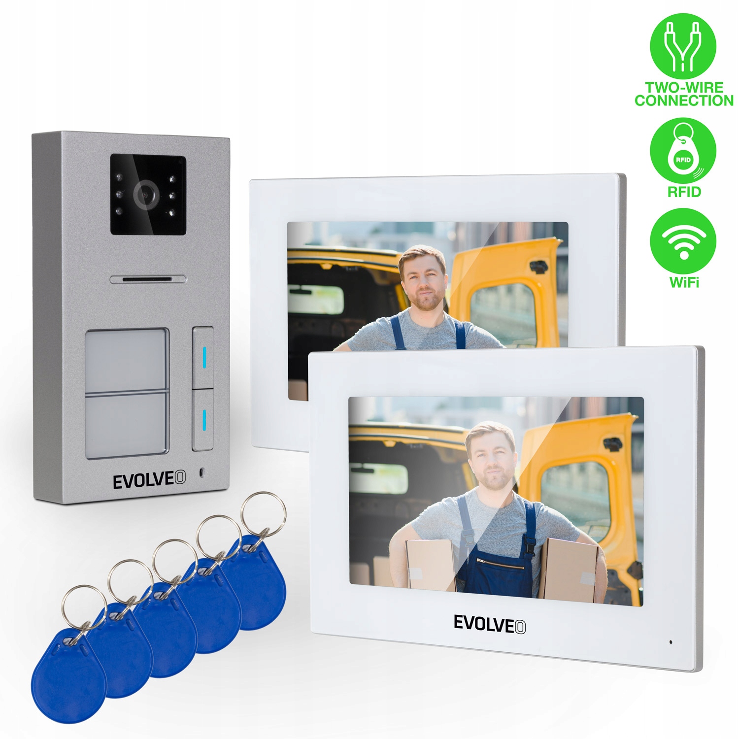 Evolveo DoorPhone AP2-2 drôtový videotelefón pre dva byty s aplikáciou,…
