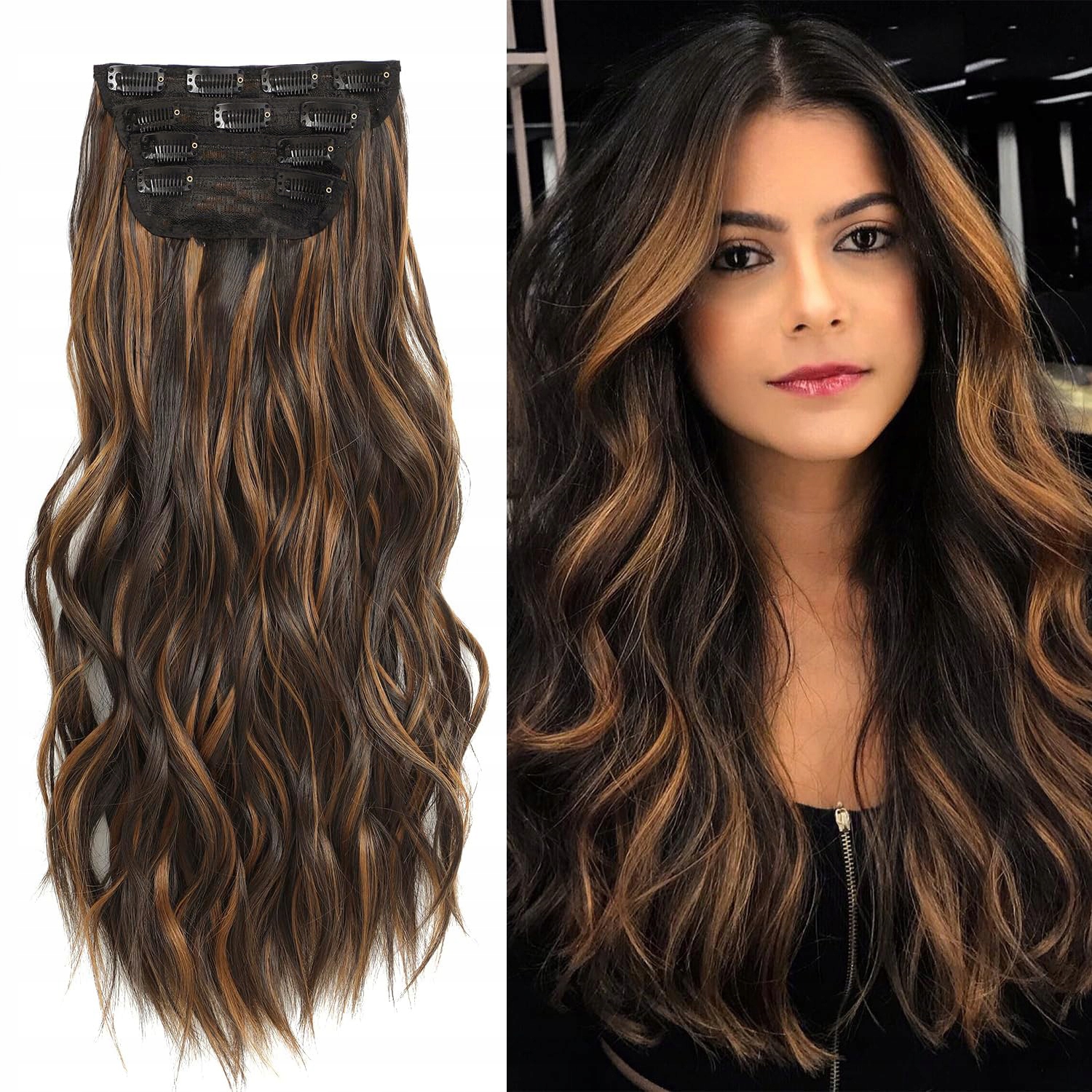 55CM Umělé vlasy Kudrnaté Připínací Clip In