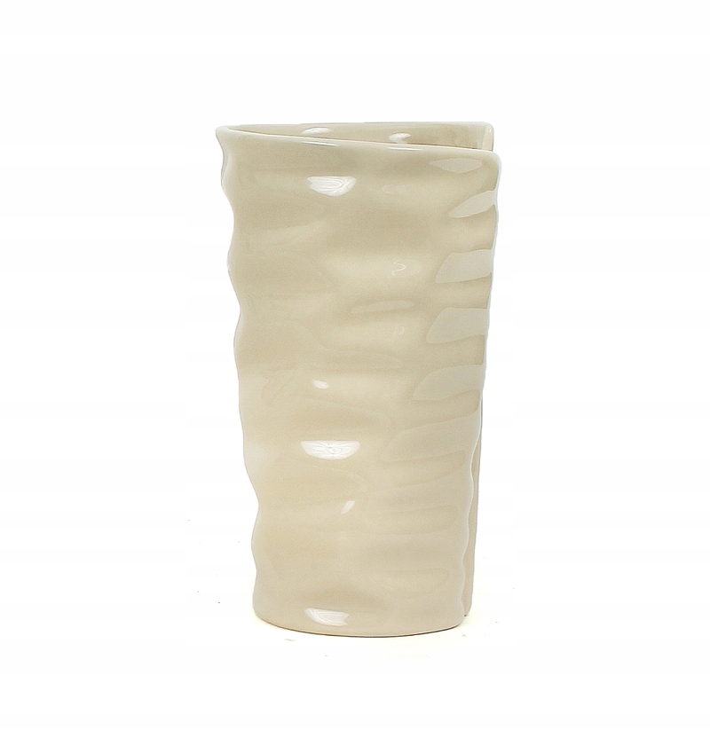 

Wazon okrągły karbowany ecru kawa z mlekiem modny