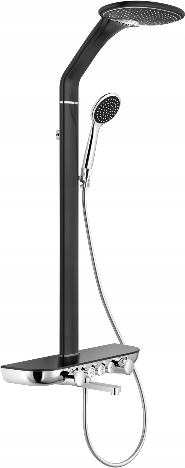 Mexen Blaze sprchová sada s dažďovou sprchou a batériou, čierna/chróm