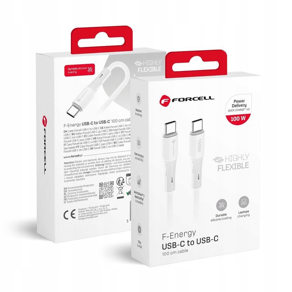 Kabel Usb C do Usb C Forcell F-Energy QC4.0 Pd 5A 100W Silicone 1 m C347