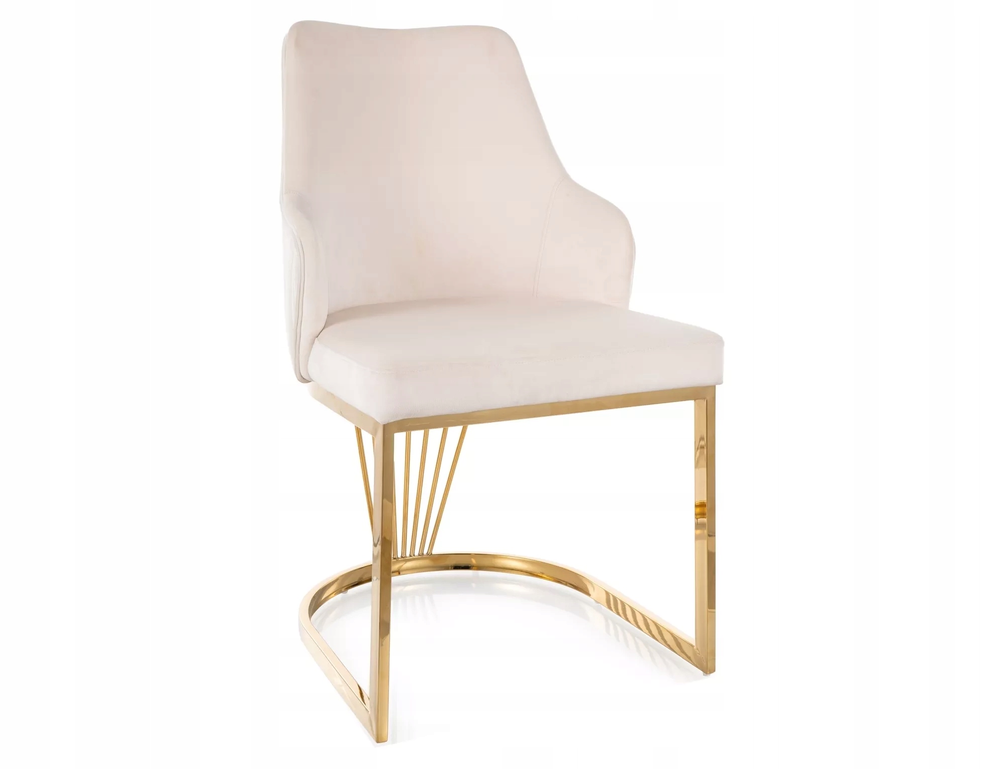 Čalúnená stolička Alure Velvet zlatý rošt svetlo béžová bluvel 22 Sig