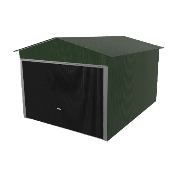Plechová garáž 3x4 m jednopolohová, dvouspádová, zelená