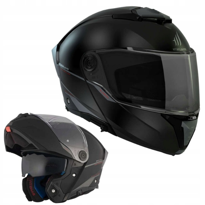 Kask Motocyklowy Szczękowy Mt Atom 2 Sv Solid Black Matt Czarny Matowy