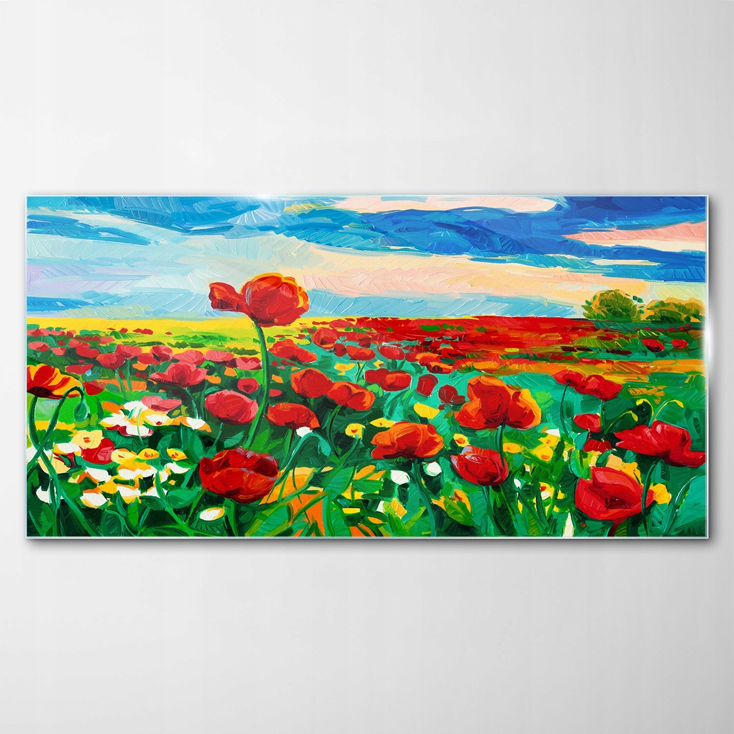 

Obraz Szklany Dekor Krajobraz Maki Łąka 100x50