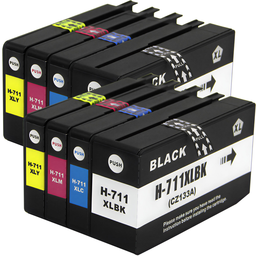 8x Tusze 711 XL Do Drukarki Hp Designjet T120 T125 T130 T520 T525 T530