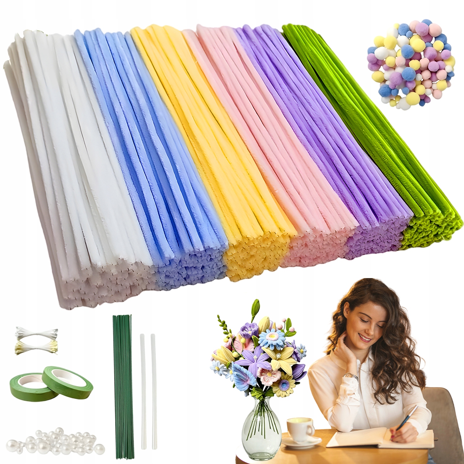 Floristický Set Diy 500 Drátků Pipe Cleaners Kreativní