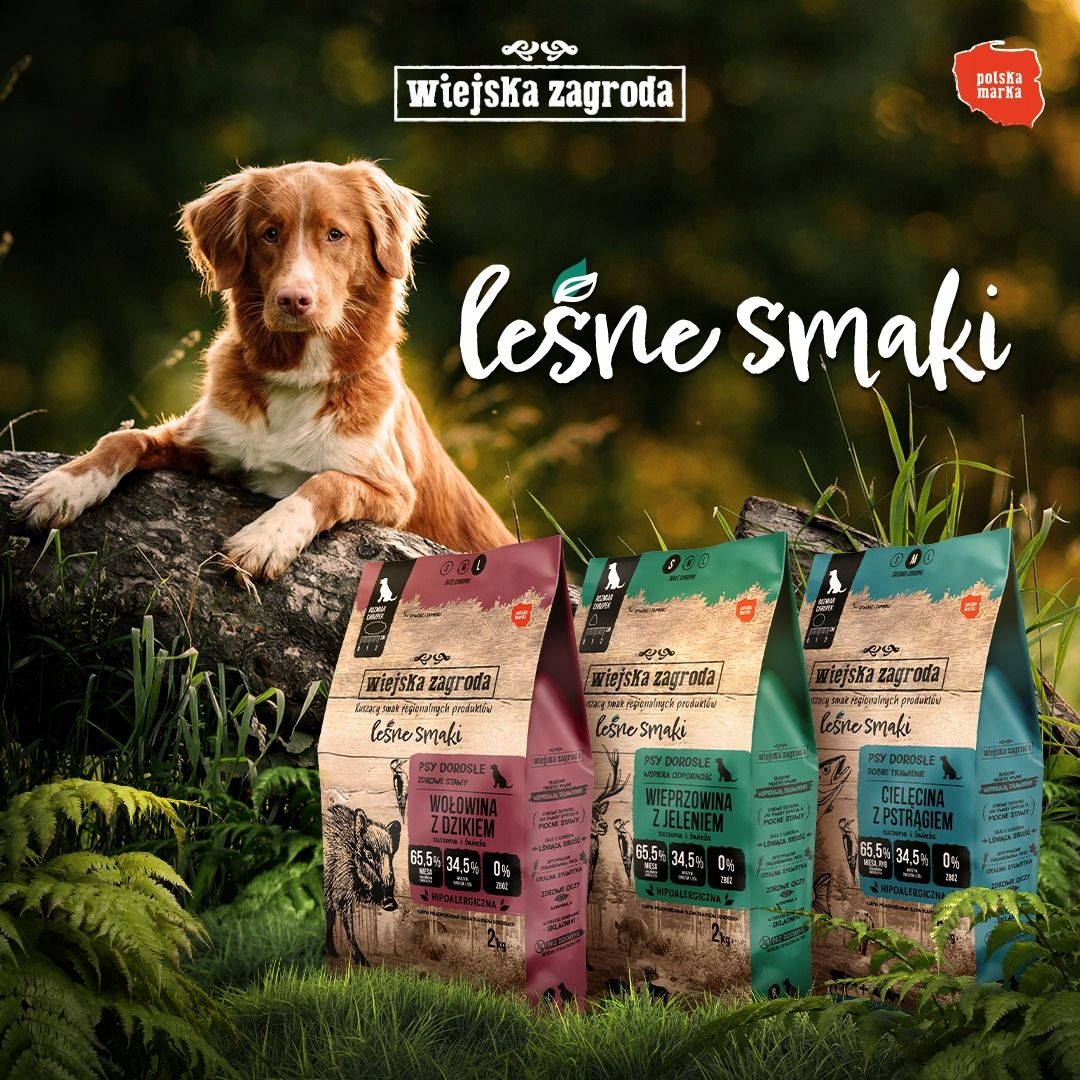 Wiejska Zagroda LEŚNE SMAKI Karma dla psa WOŁOWINA DZIK Duże rasy L 20 kg Smak mix smaków