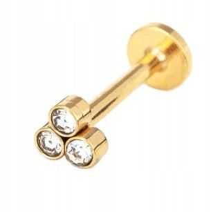 Labret kolczyk złoty tragus cyrkonia Cluster 8mm