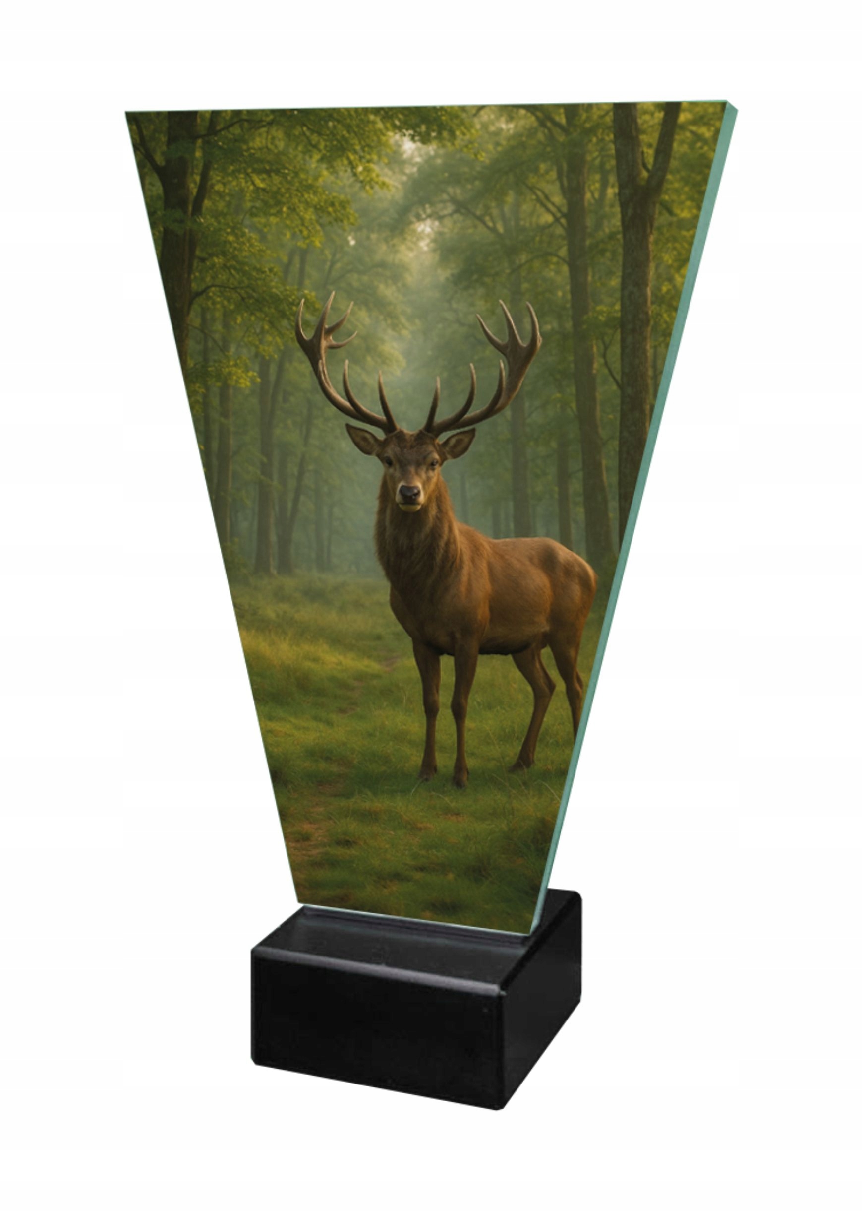 Statuetka szklana myśliwska król polowania jeleń byk 22,5 cm łowiectwo opis