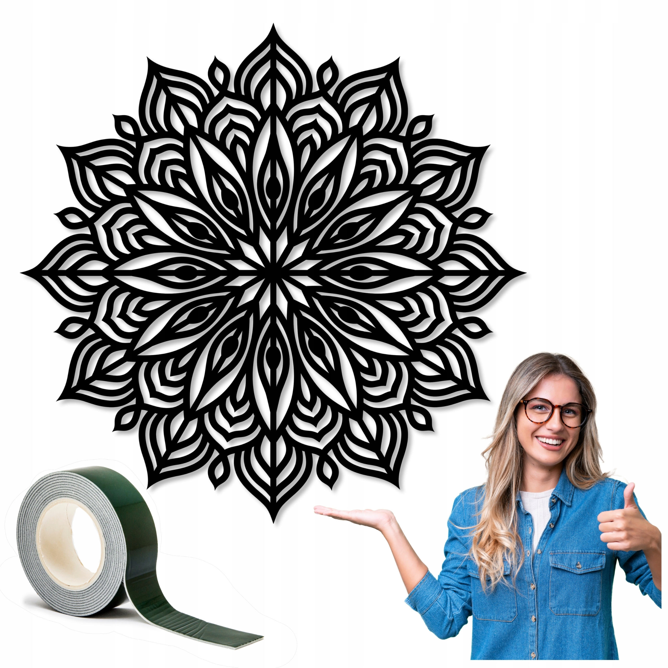 Ozdoba Ścienna Mandala Na Ścianę Panel 3D Ażur Tryptyk Dekoracja XL 60 cm