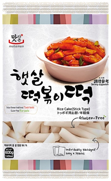 

Kluski ryżowe, Tteokbokki, małe słupki 600g 3x200g