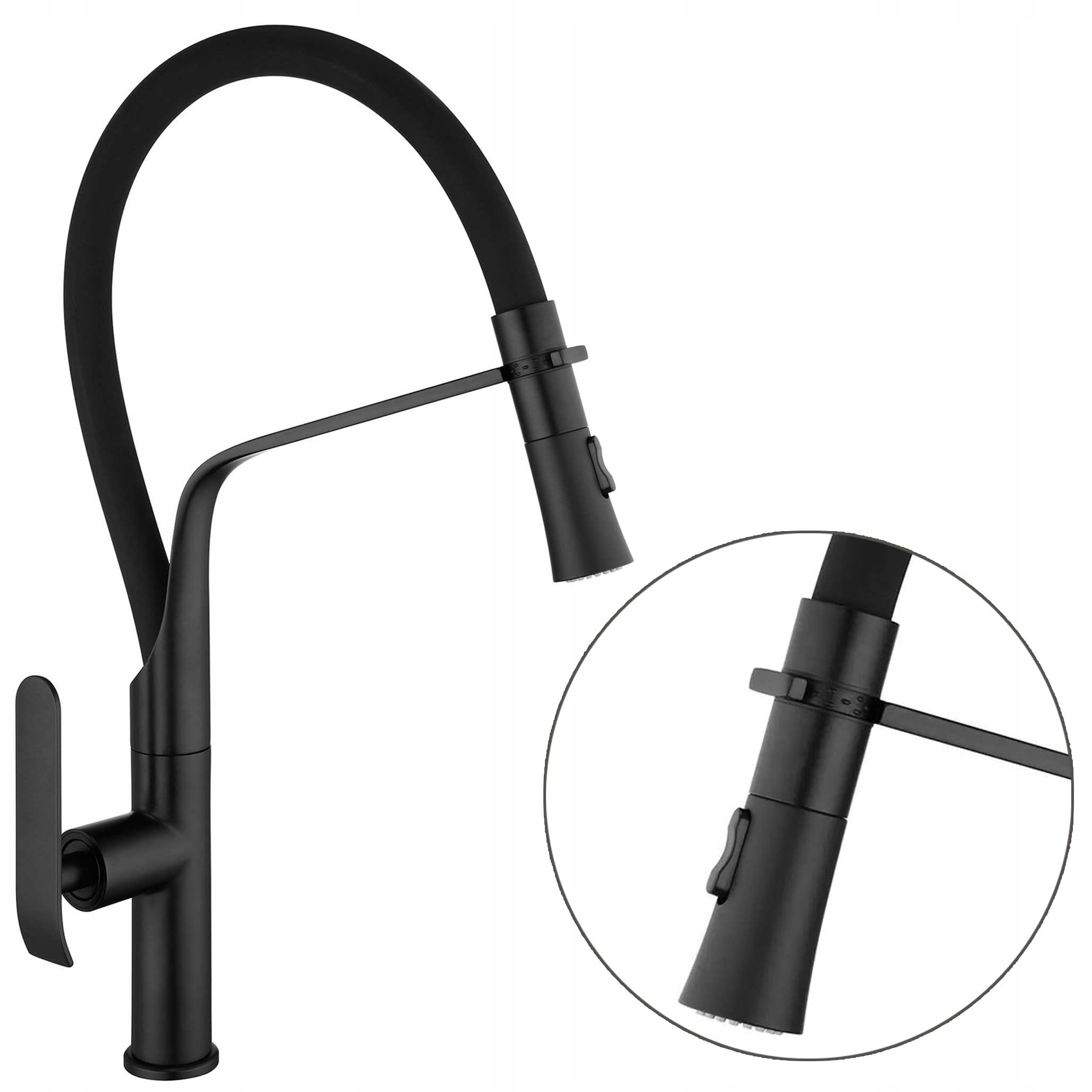 Kuchynská batéria Vysoká čierna Castor Matná pohyblivá Elsatická výtoková