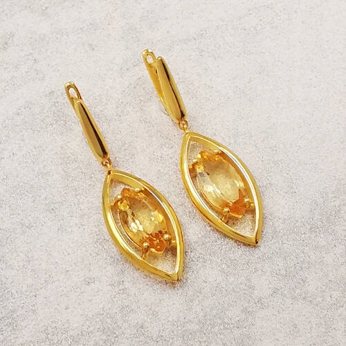 Pozlacené citrínové náušnice