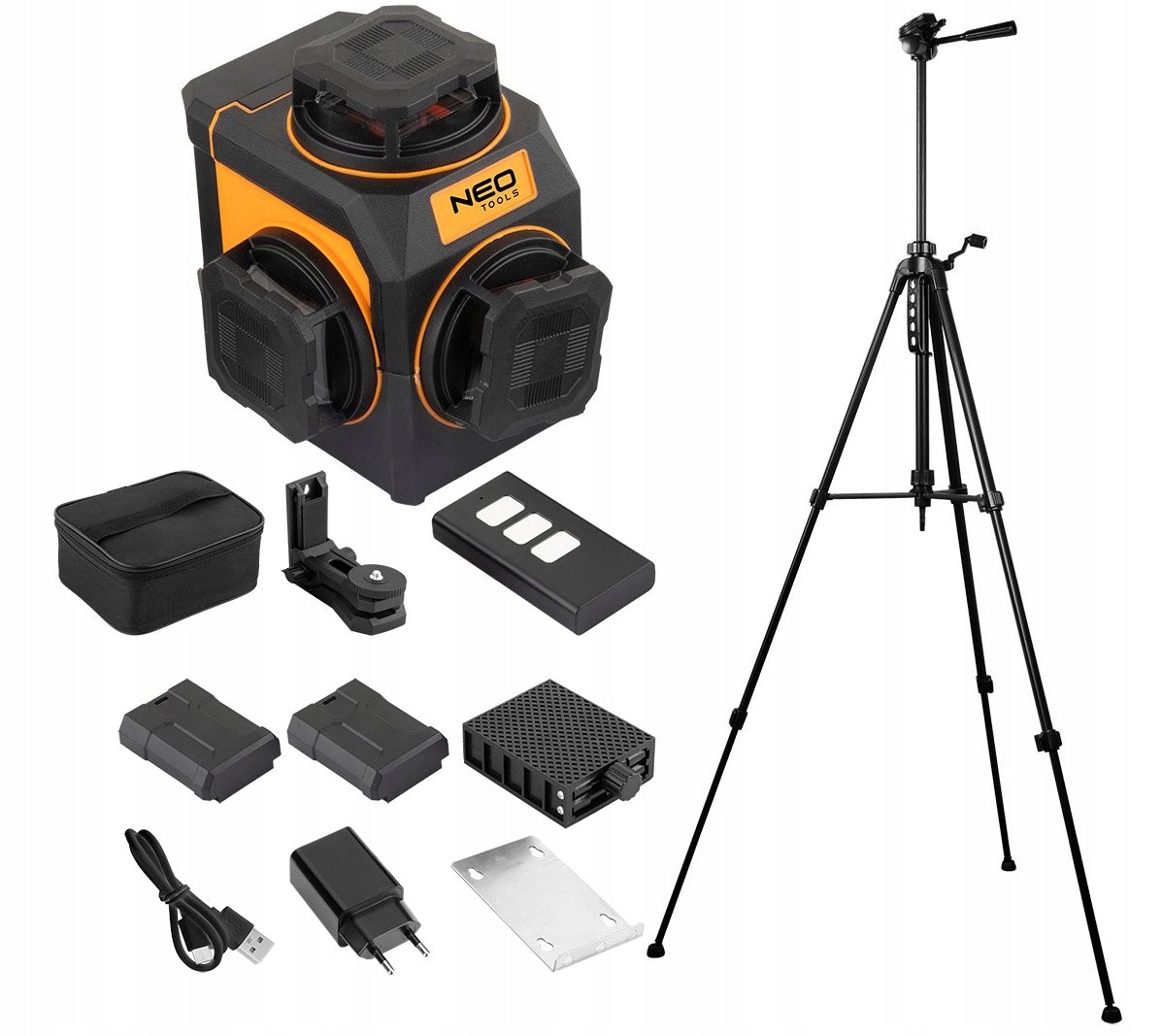 Laserový nivelátor 3D 12 linií zelený V Pouzdru Neo stativ a stabilizátor