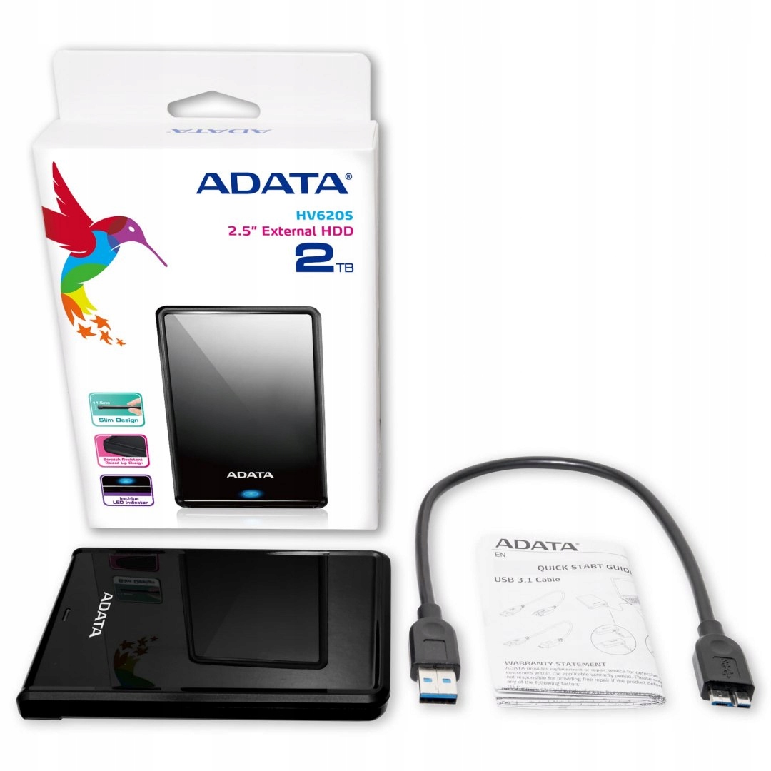 Dysk zewnętrzny Hdd Adata HV620 AHV620S-2TU3-CBK (2 Tb; 2.5"; Usb 2.0,