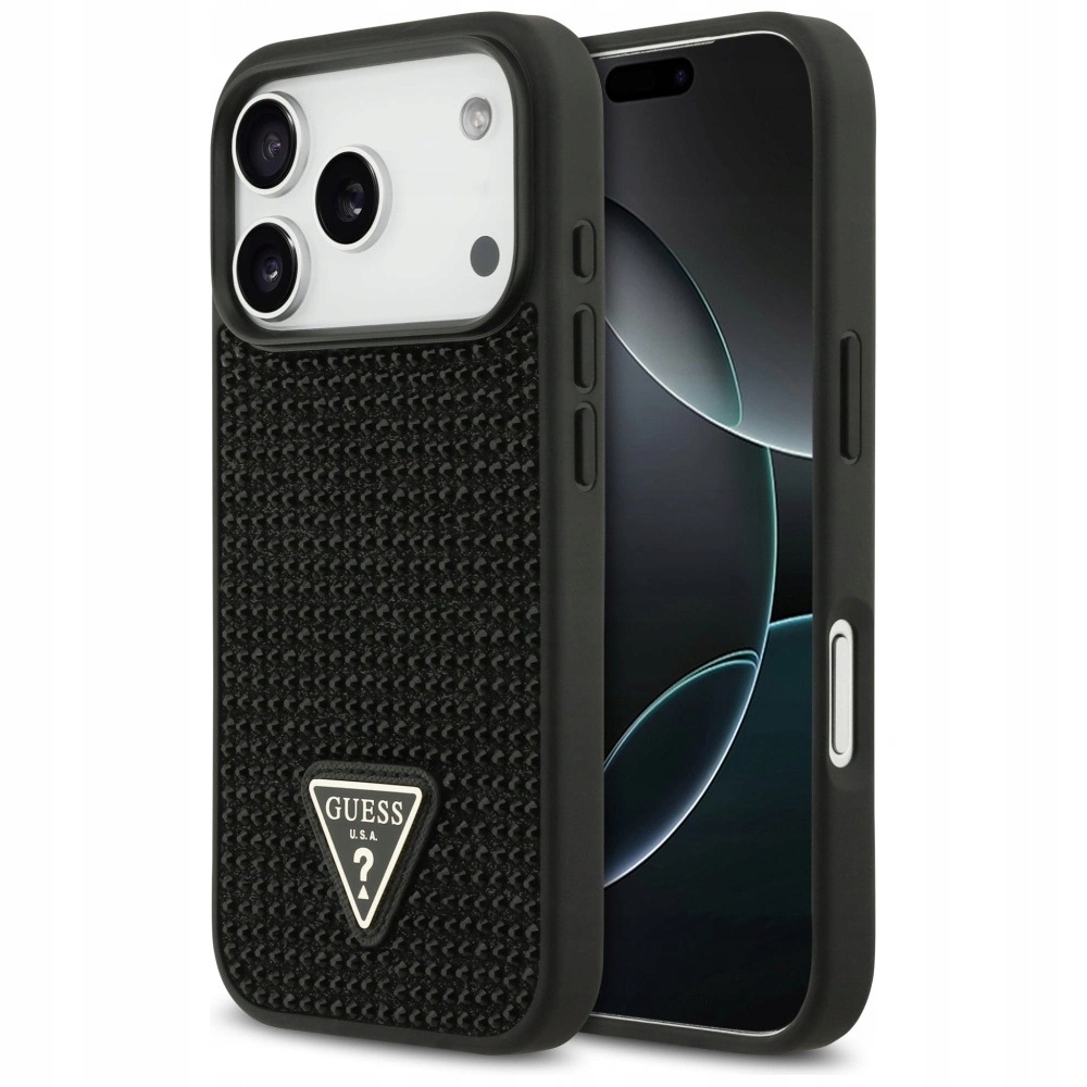 Etui Guess Rhinestone Triangle Logo do Apple iPhone 17 Pro czarny