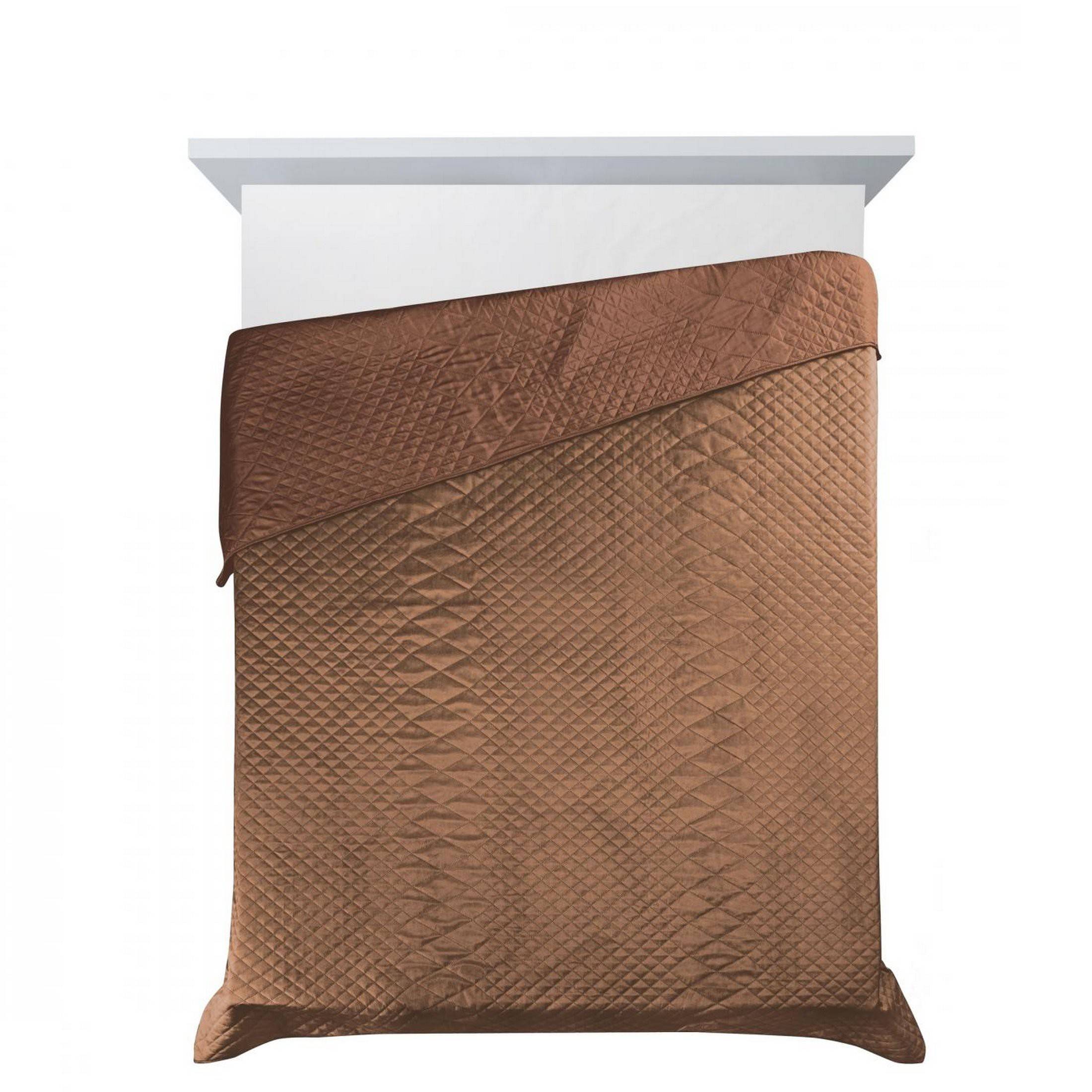 Přehoz na postel LUIZ/3 220x240 cm cihlově prošívaná glamour pléd kosočtverec