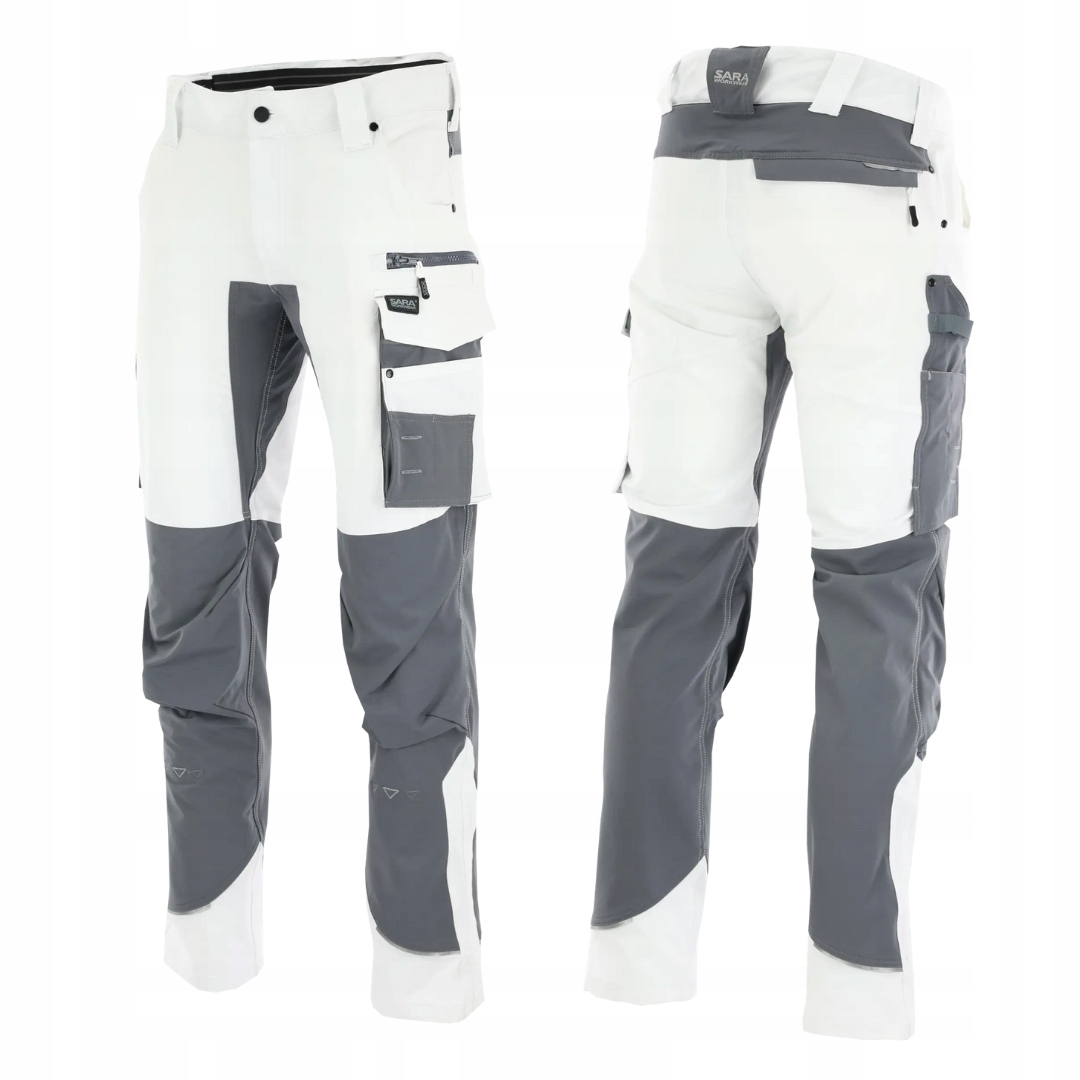 Sara Workwear Motionflex spodnie robocze do pasa Biały 52