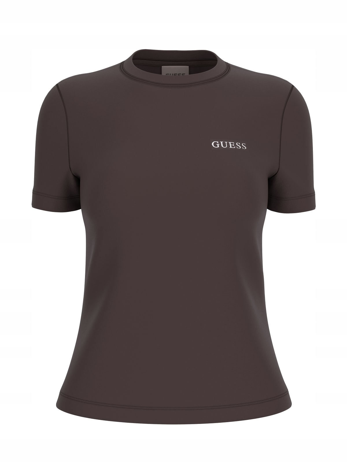 Tričko Dámské Tričko Hnědé Přiléhavý Krátký Rukáv Halenka Guess S