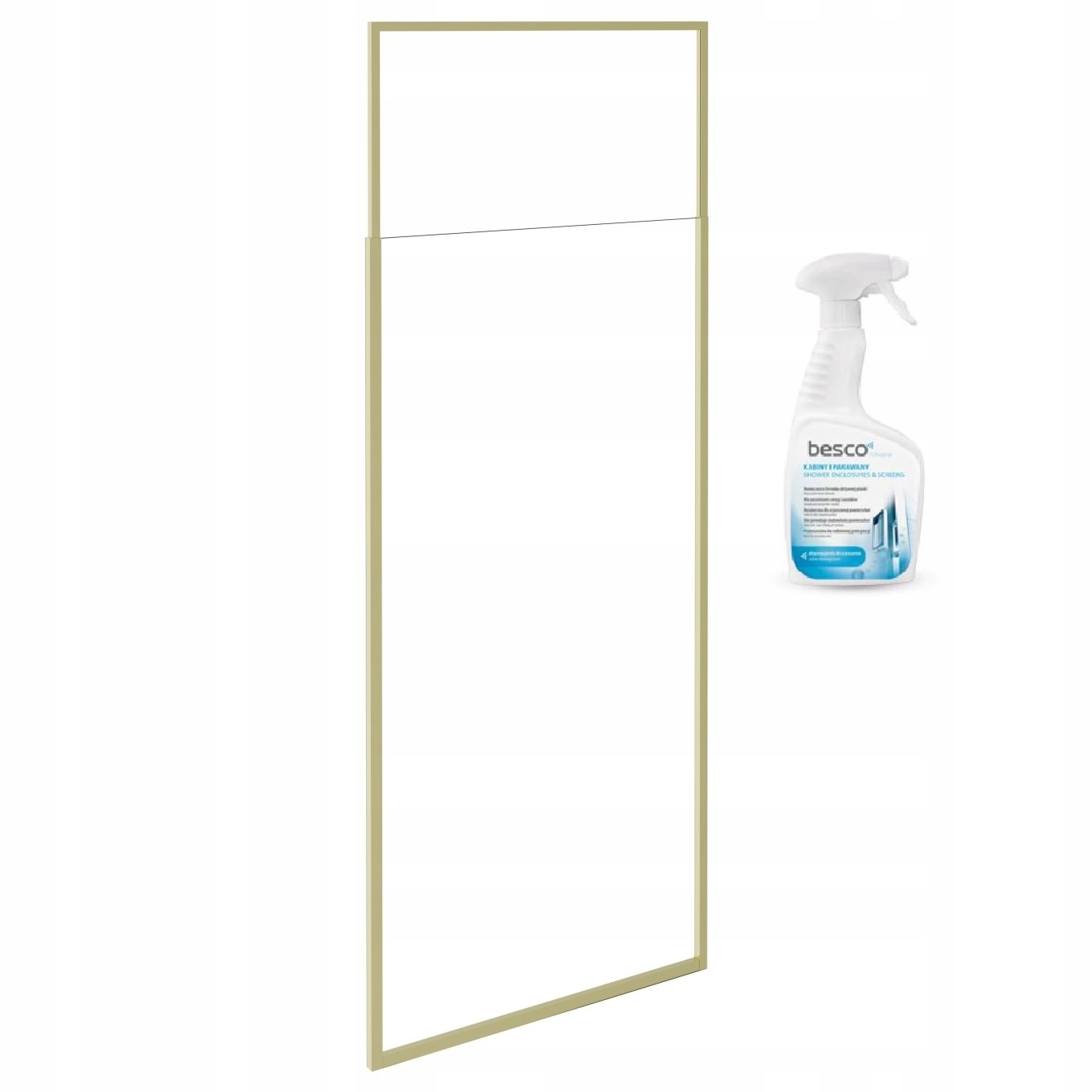 Ścianka Szyba Prysznicowa Kabina Besco Icongold 120 cm. Drzwi Szkło 8 mm