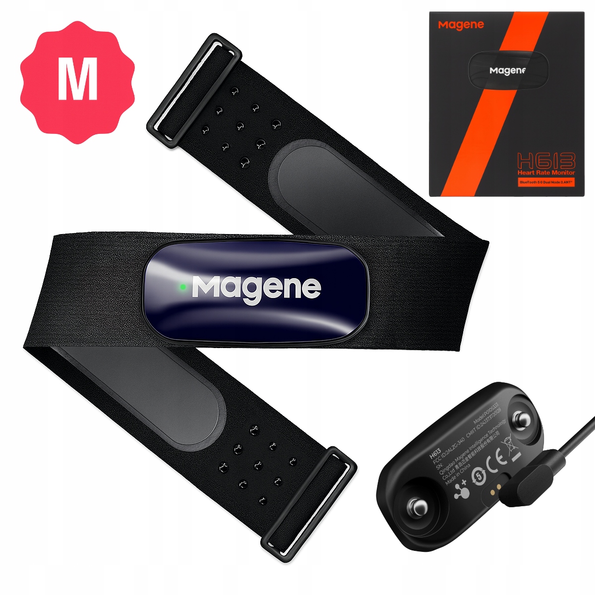 Magene H613 Snímač srdečního tepu Ble Ant Velikost M pro Garmin Wahoo Polar